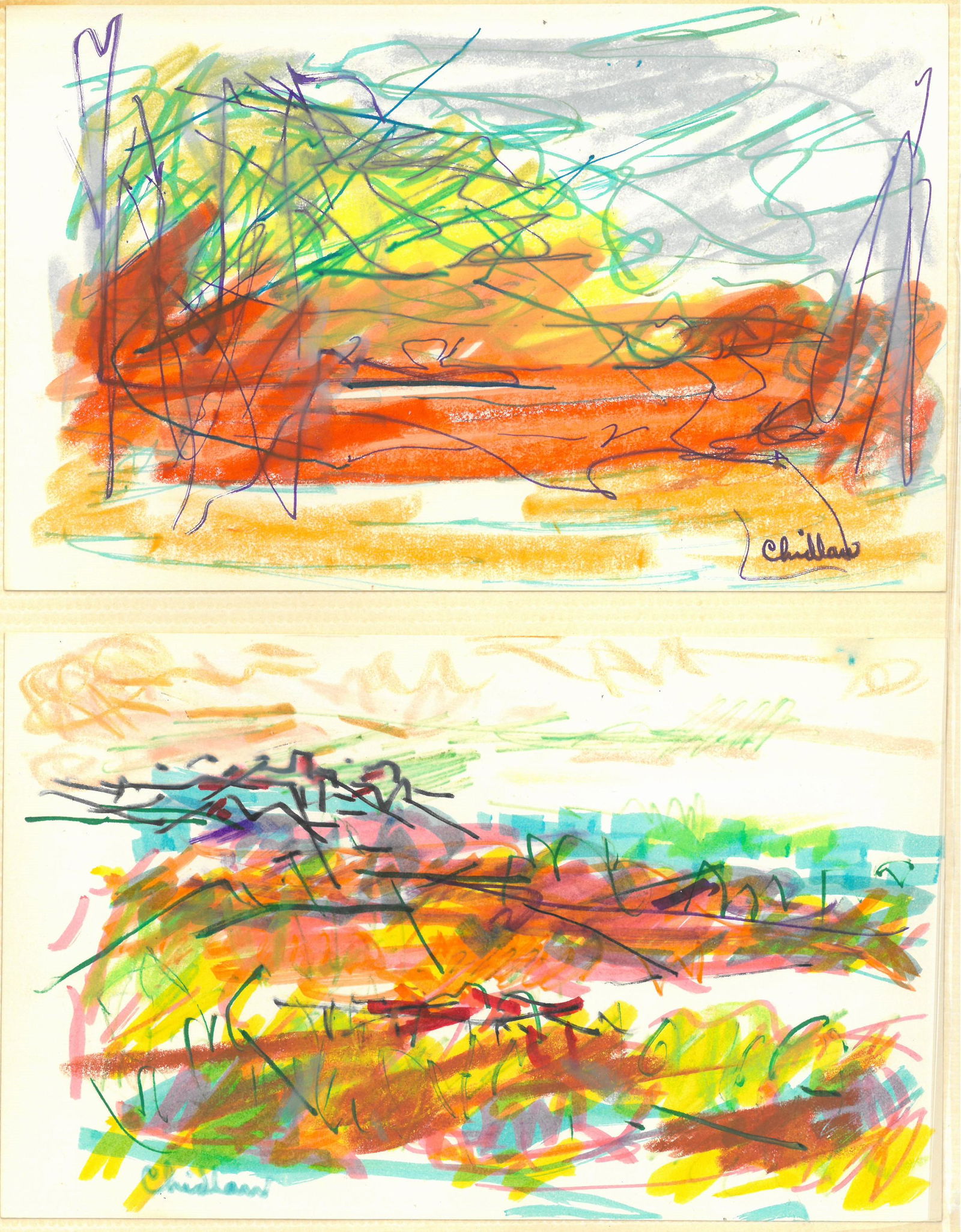 Paul Chidlaw - Signed Set of 2 Original Abstract Scenes (1 of 1)