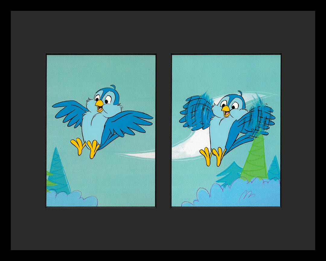 Disney/Mattel 1993 -Original Production Cels-Framed: Original Matted Production cels from the Playhouse Productions Commercial - " Learn to Care" Disney/Mattel 1993 . Playhouse Pictures, Hollywood, founded in the 1950's produced many well-known animatio
