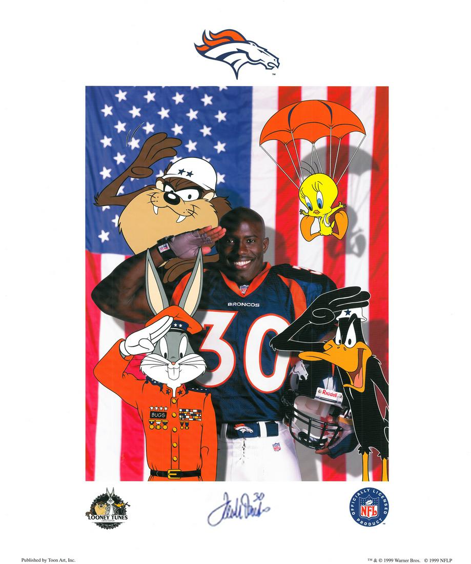 Signed-Denver Broncos Terrell Davis - Warner Bros. Lithograph (1 of 3)