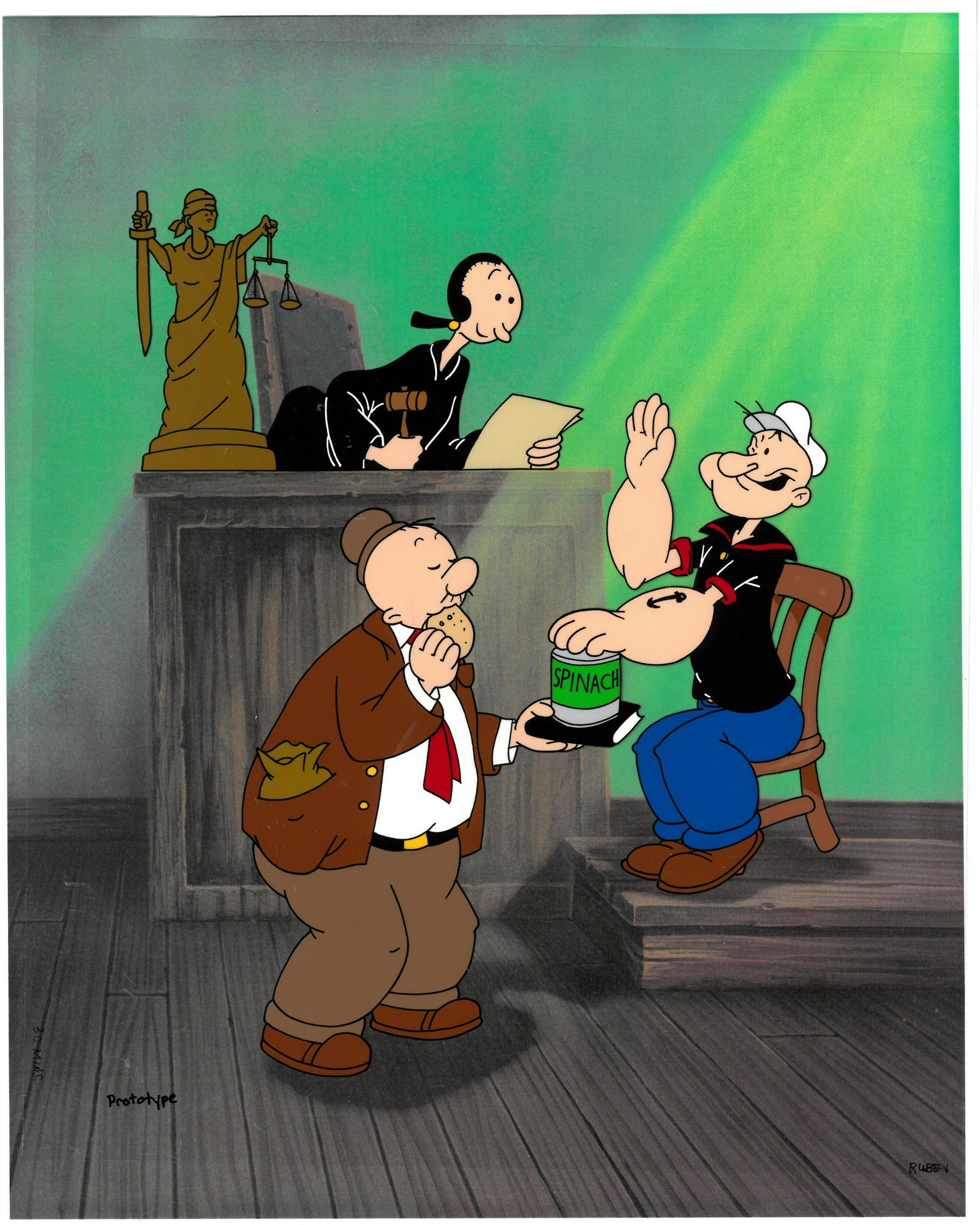 Popeye- Hand-Painted Cel - Swears By Me Spinach (1 of 1)
