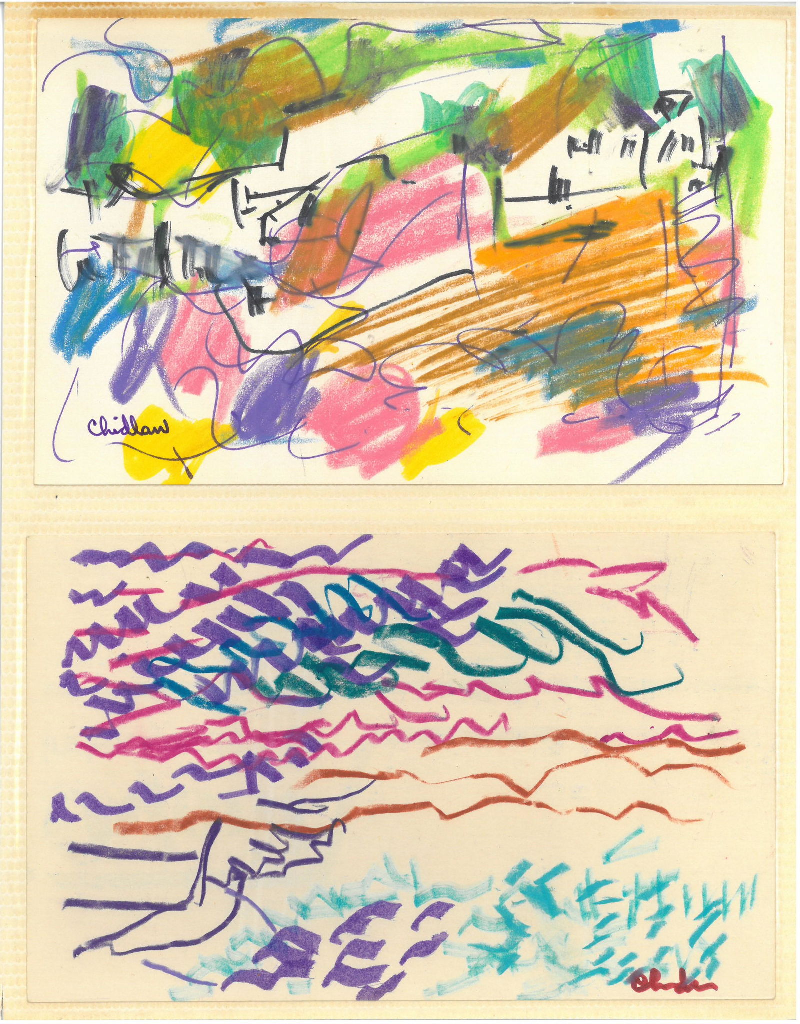 Paul Chidlaw - Signed Set of 2 Original Abstract Scenes (1 of 1)