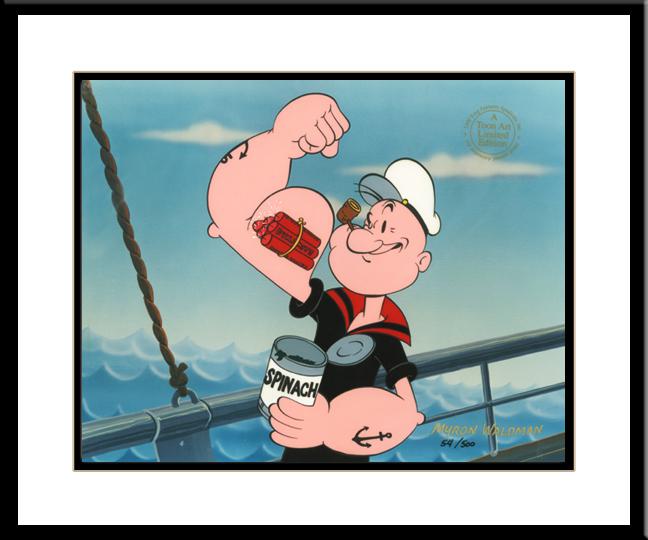 Popeye, Signed - Hand-Painted Cel - Dynamite Muscle-Framed (1 of 1)