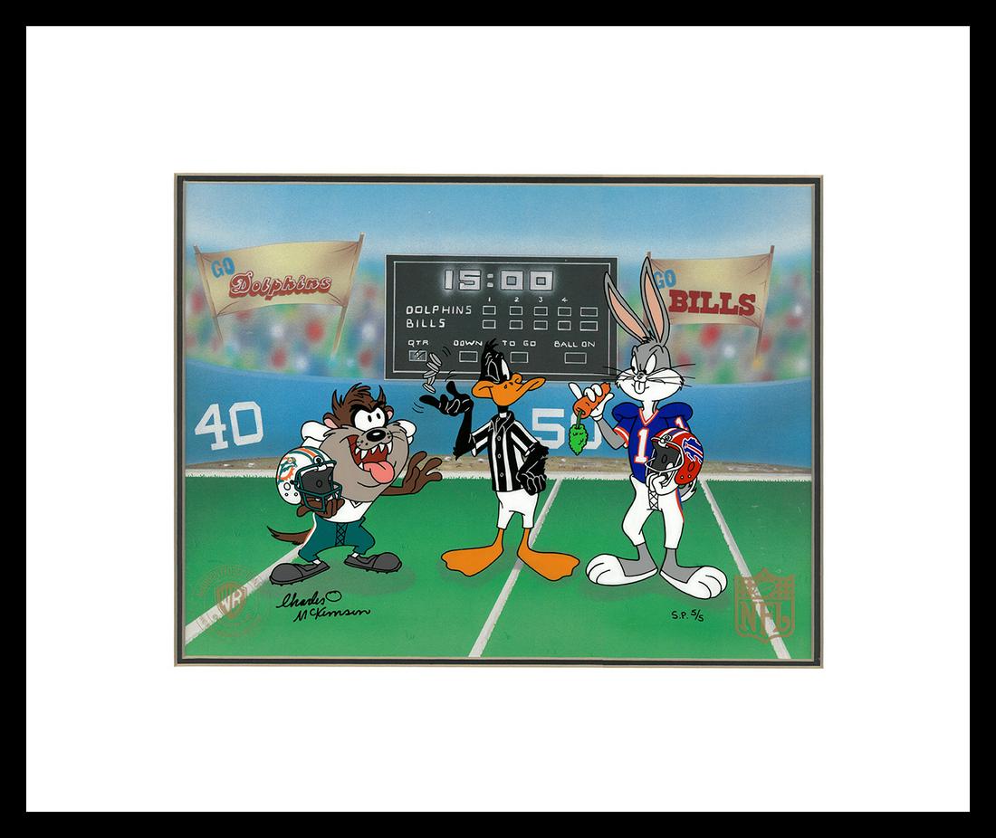 Buffalo Bills/Miami Dolphins - SIGNED Hand-Painted WB Cel - Framed (1 of 1)