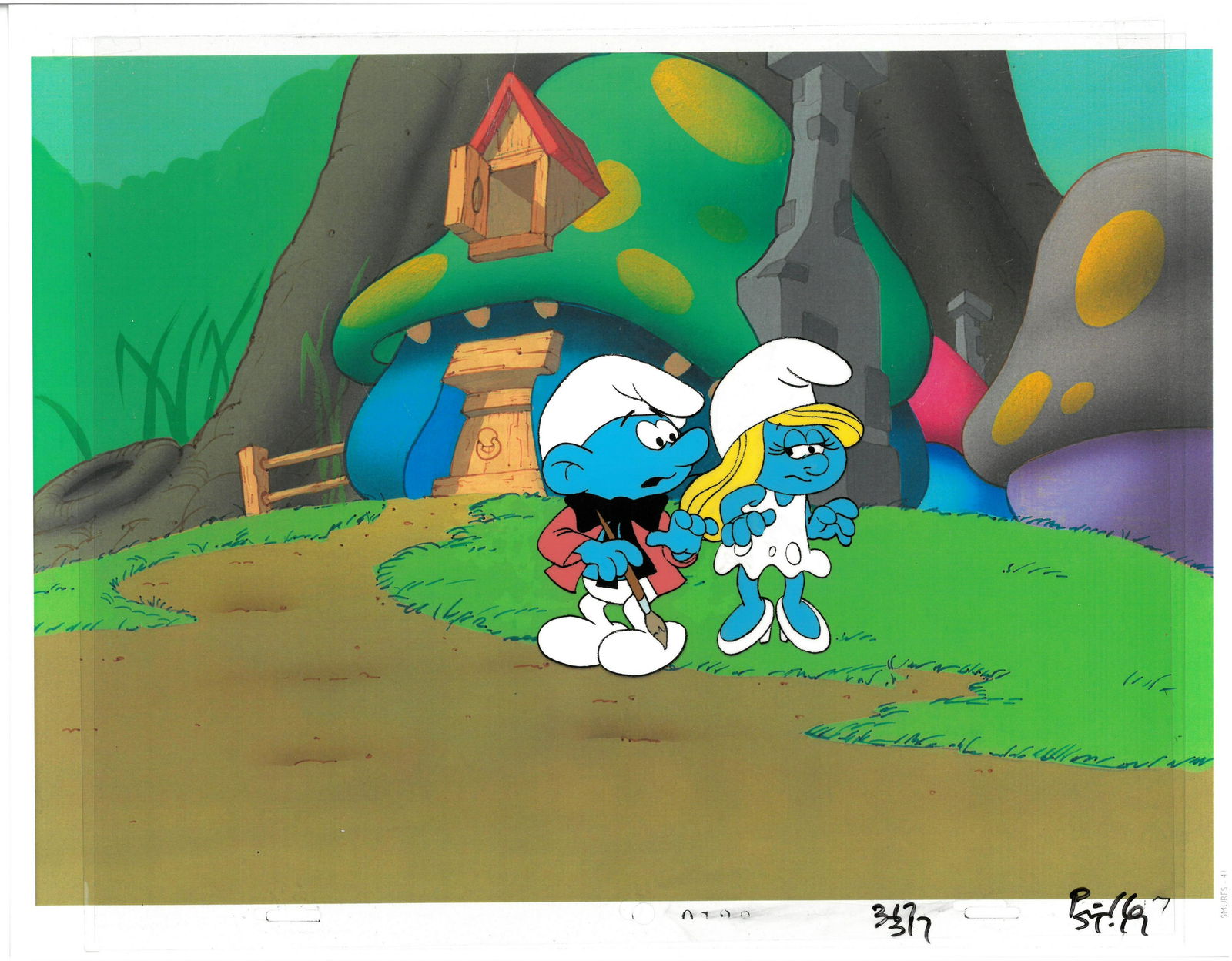 Smurfs - An Original Production Cel- Smurfette & Painter Smurf (1 of 1)
