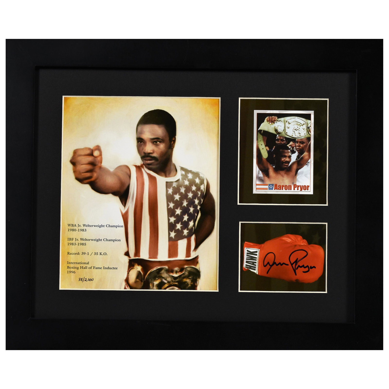 Boxer Aaron Pryor signed lithograph (1 of 3)