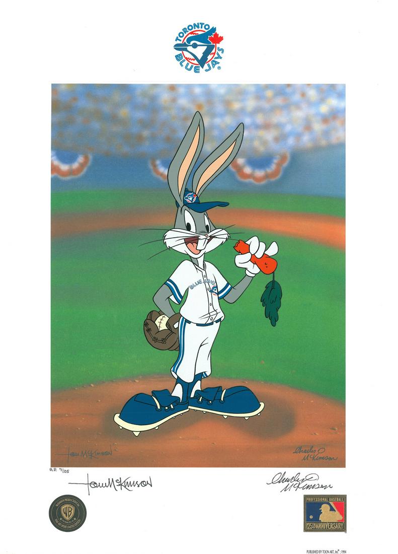 Toronto Blue Jays & Warner Bros.  Lithoserigraph signed "Now Pitching" (1 of 2)