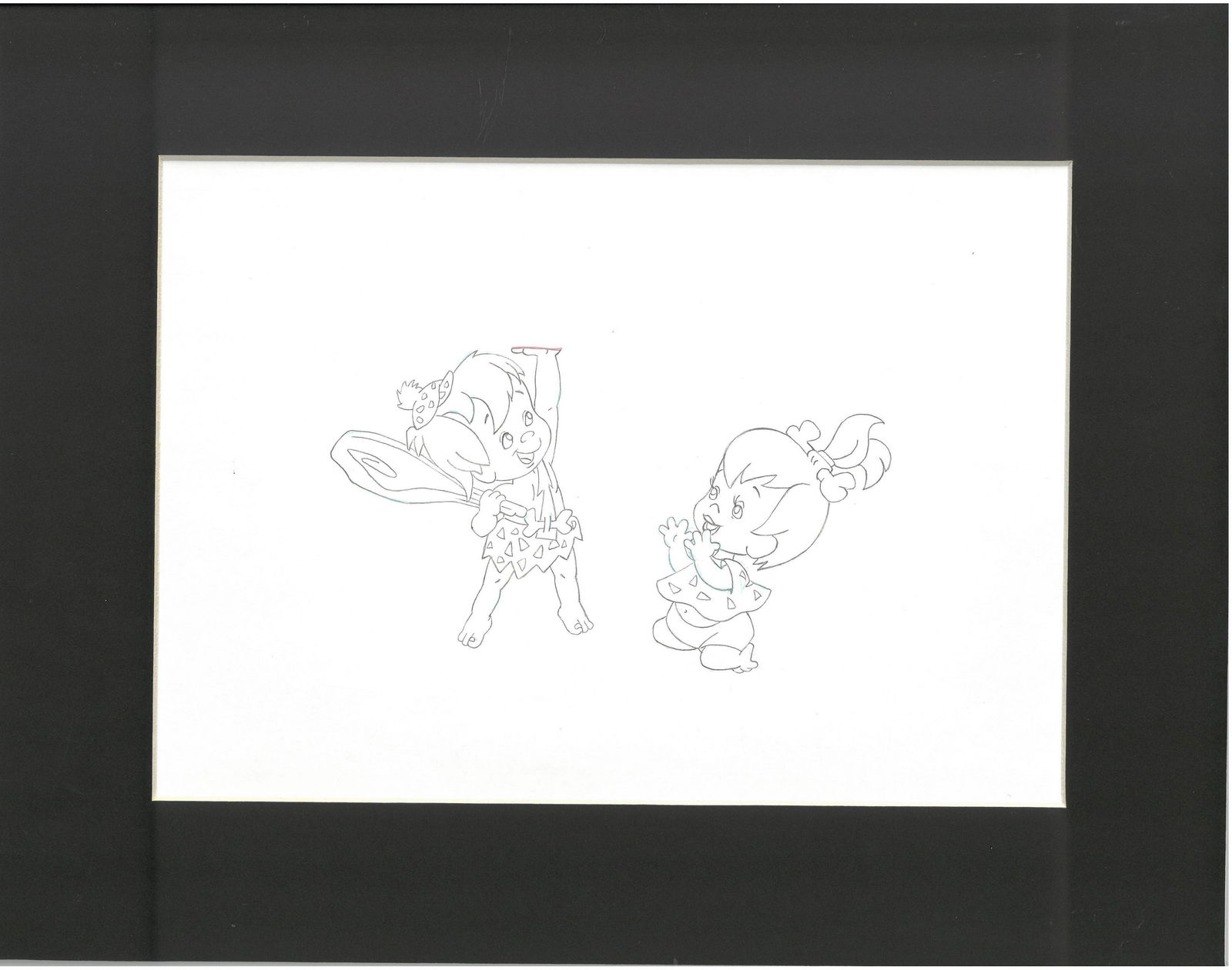 Pebbles Flintstone and Bam Bam Rubble Original Production Drawing Matted (1 of 1)