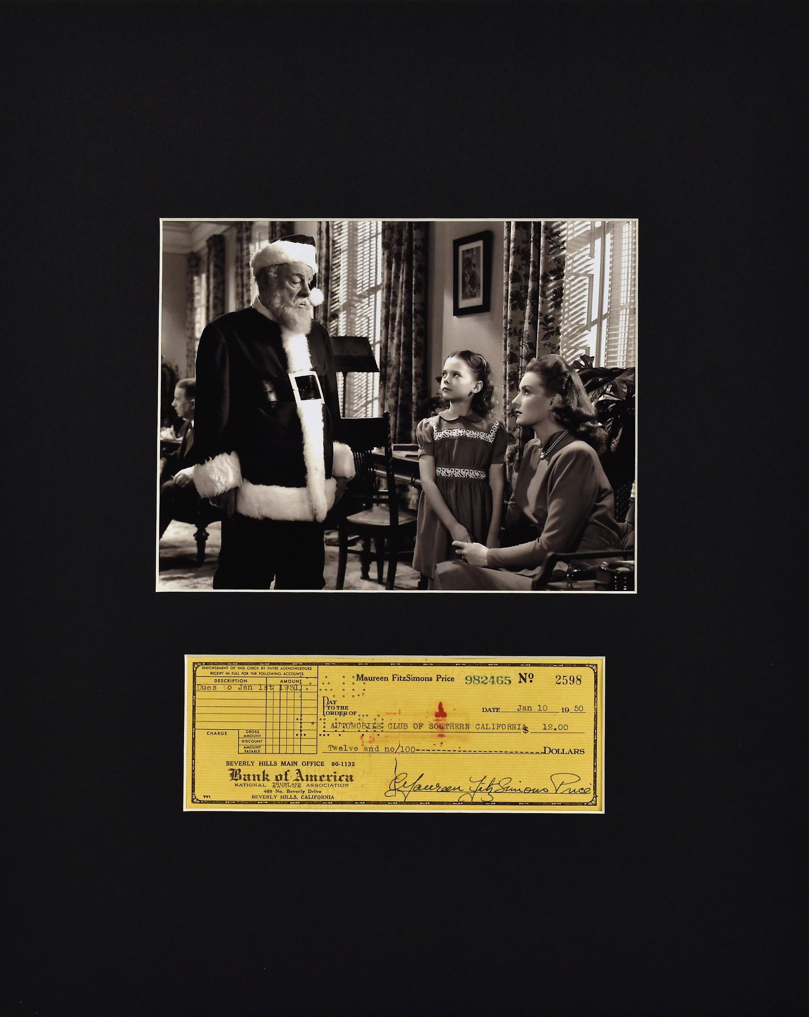 Original 1951 Maureen O'Hara Check/Photo-Miracle 34 (1 of 4)