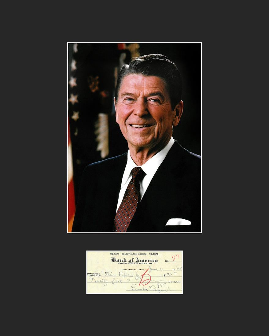 Ronald Reagan Fuji Crystal Archival Photo with Reproduction Check (1 of 1)