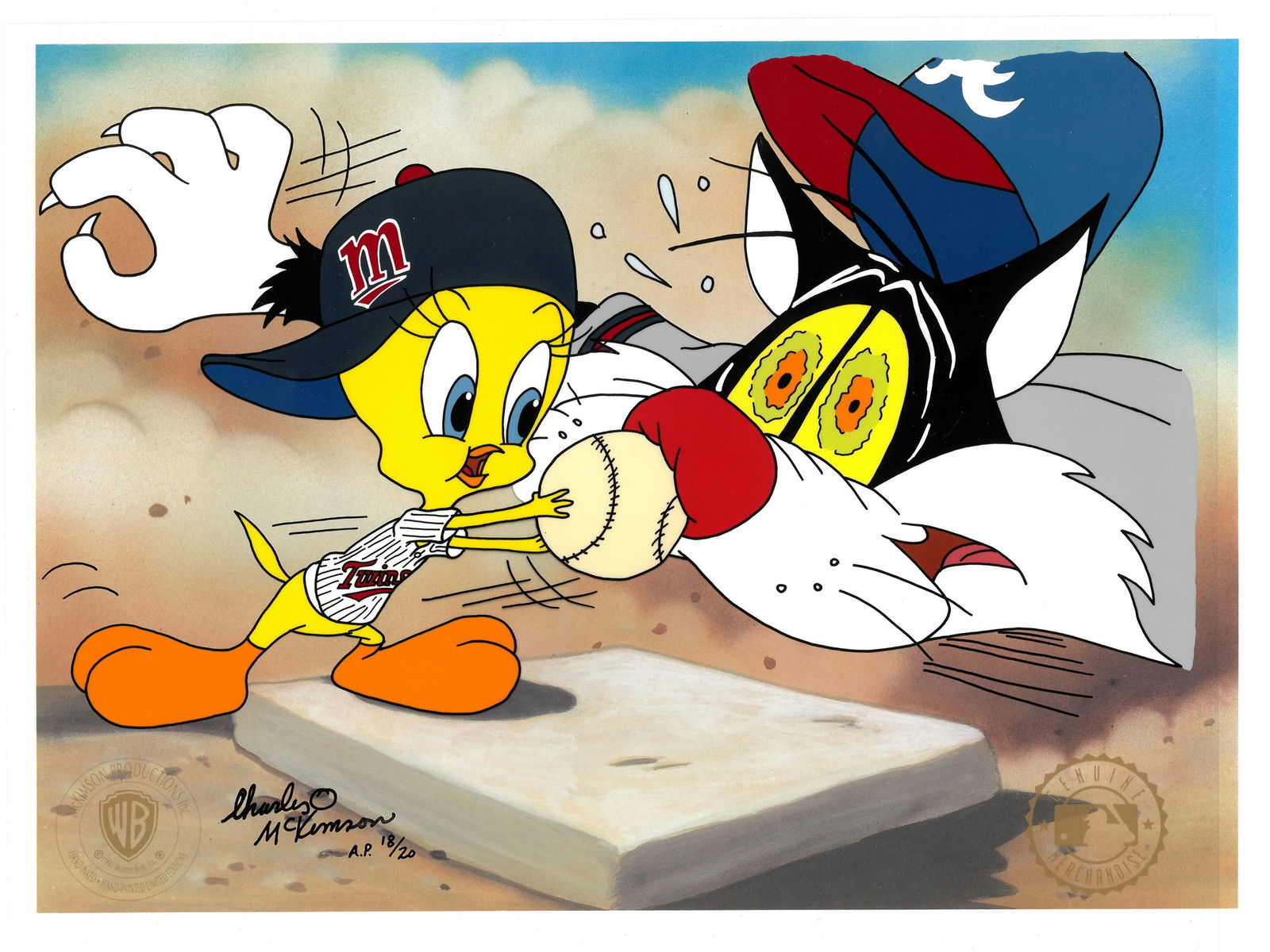 Minnesota Twins - Tweety and Sylvester -Signed Original Hand-Painted Cel (1 of 1)