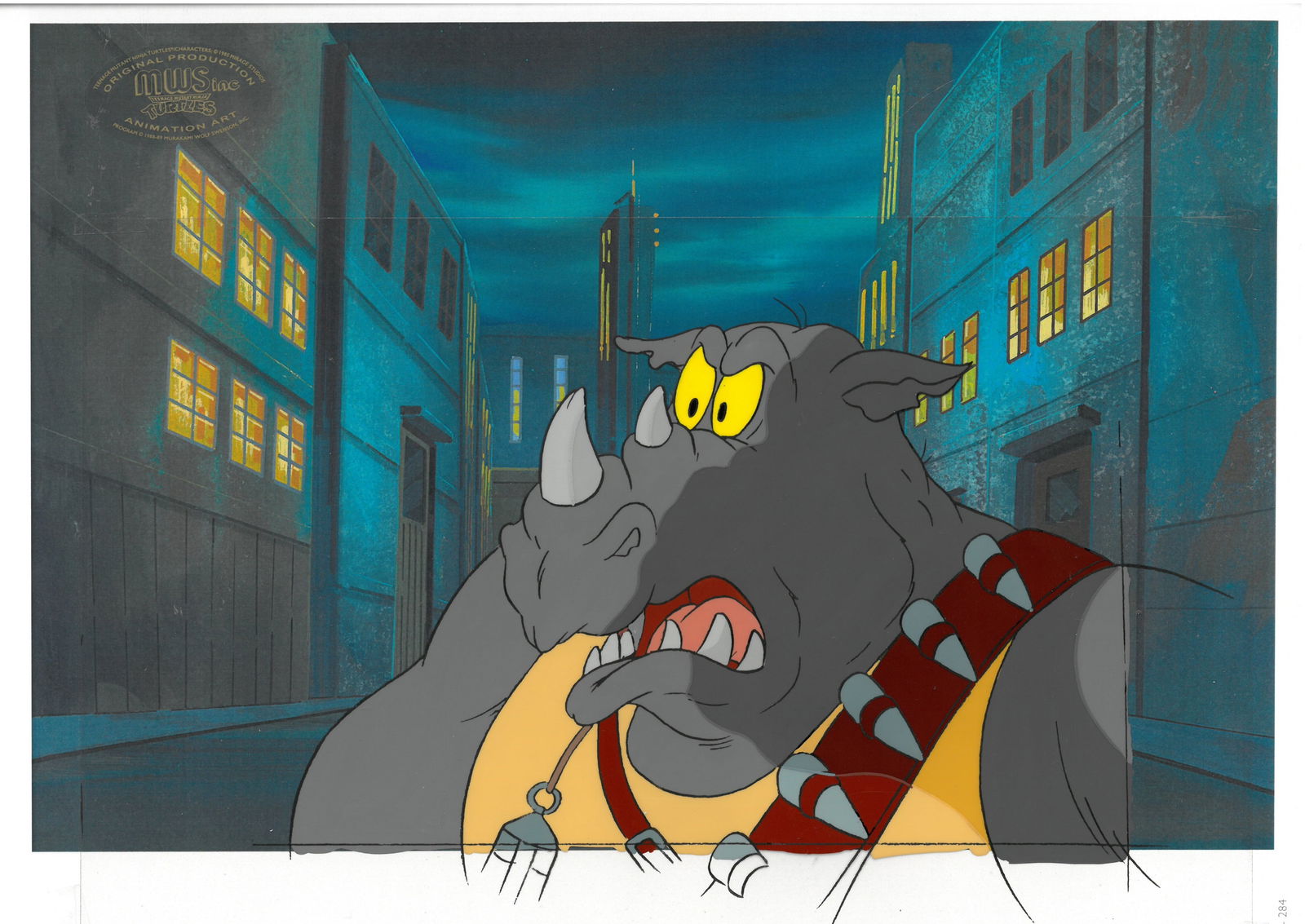 Rocksteady of (TMNT) Turtles- Original Production Cel with Official MWS Seal (1 of 1)