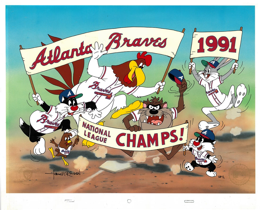 Atlanta Braves - Looney Tunes -Signed Original Hand-Painted Cel (1 of 1)