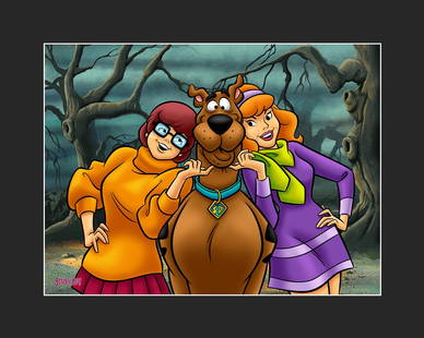 Scooby-Doo -Good Boy - Fine Art Giclee: A Warner Bros. fine art limited edition giclee entitled " Good Boy ." Scooby-Doo originally produced in 1969 by Hanna-Barbera Productions has been released in several hundred cartoons. Is limited