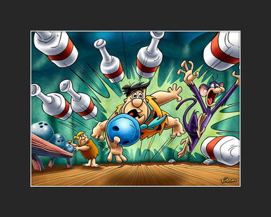 Flintstones - "Bowling" Fine Art L.E. Giclee: A Fine Art limited edition giclee entitled “ Bowling .” The Flintstones , originally produced in 1962 by Hanna-Barbera Productions, was the first program on ABC prime-time to be broadcast in c