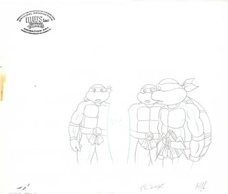 Leonardo, Raphael & Michelangelo of (TMNT) Turtles- Original Production Drawing with MWS Seal