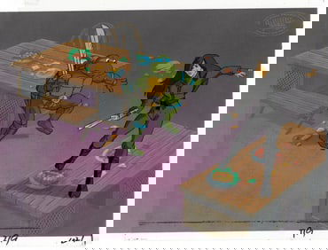 Leonardo of (TMNT) Turtles- Original Production Cel/Matching Drawing and MWS Seal