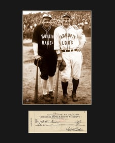 Babe Ruth and Lou Gehrig - Matted with Reproduction Check