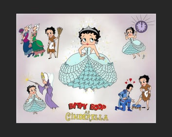Betty Boop as Cinderella - 16-Field Sericel with Lithograph Background-Matted