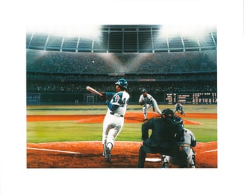 Hank Aaron - Bill Purdom signed Fine Art  L.E. Lithograph