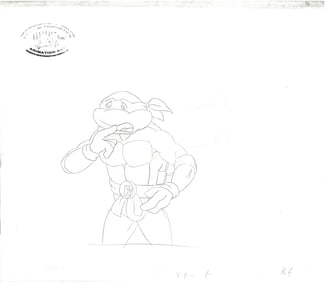 Raphael of (TMNT) Turtles- Original Production Drawing with MWS Seal