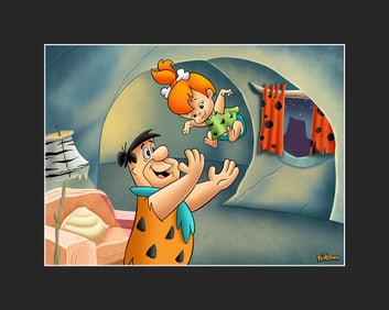 Flintstones - "Fred Tossing Pebbles" Fine Art L.E. Giclee
