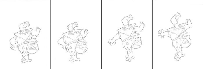 Flintstones -Fred Flintstone 4 Production Drawings- Alien - 16-Field