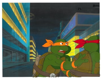 Michelangelo & Raphael of (TMNT) Turtles-Original Production Cel/Drawing with MWS Seal
