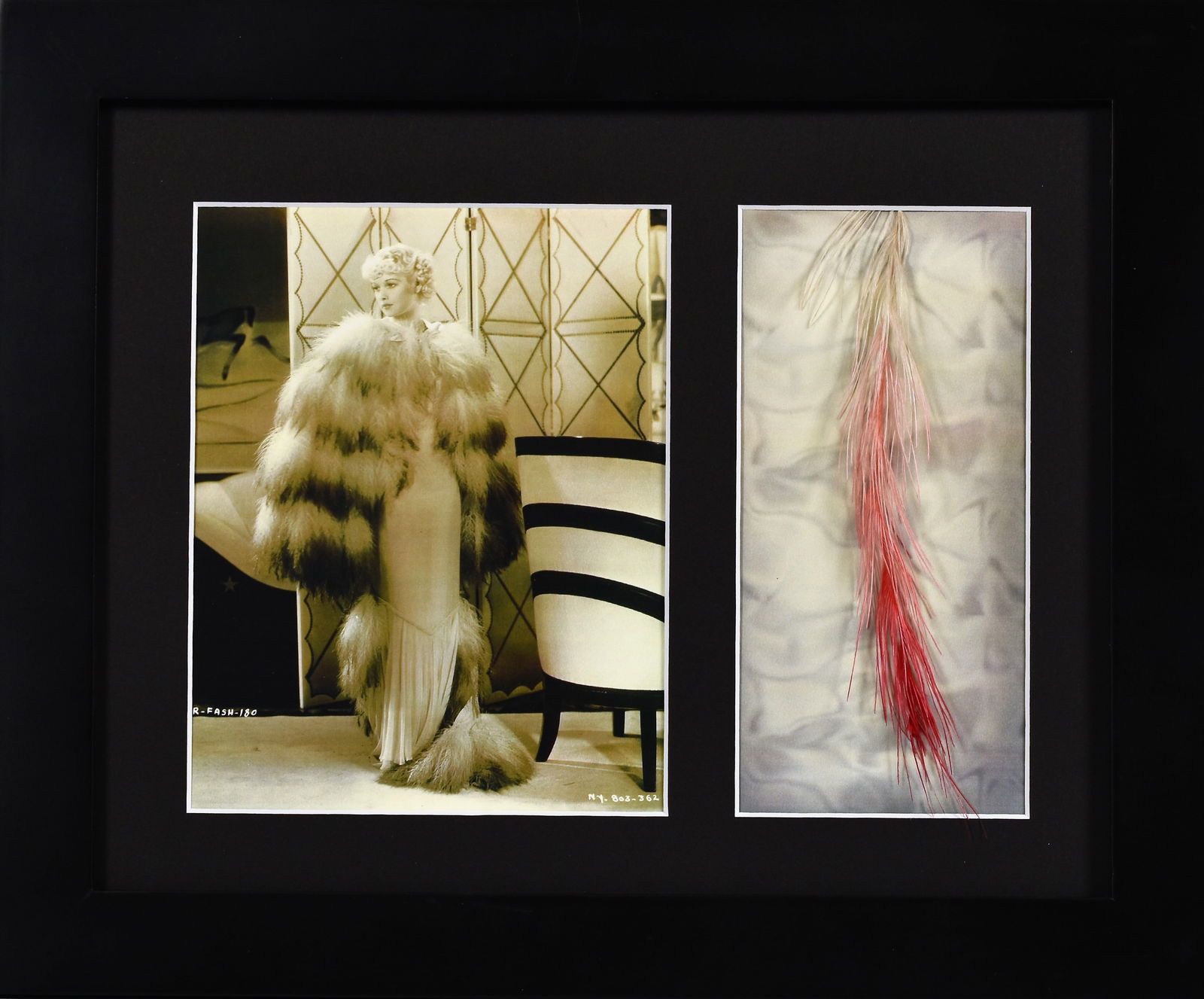 Lucille Ball Litho with Costume Feather from 1935 Film "Roberta"-Framed (1 of 3)