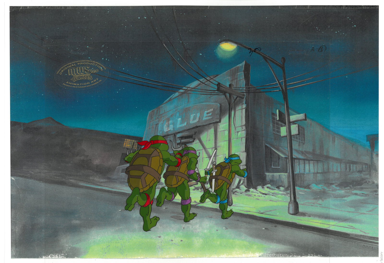 Raphael, Donatello & Leonardo of (TMNT) Turtles- Original Production Cel with MWS Seal (1 of 2)