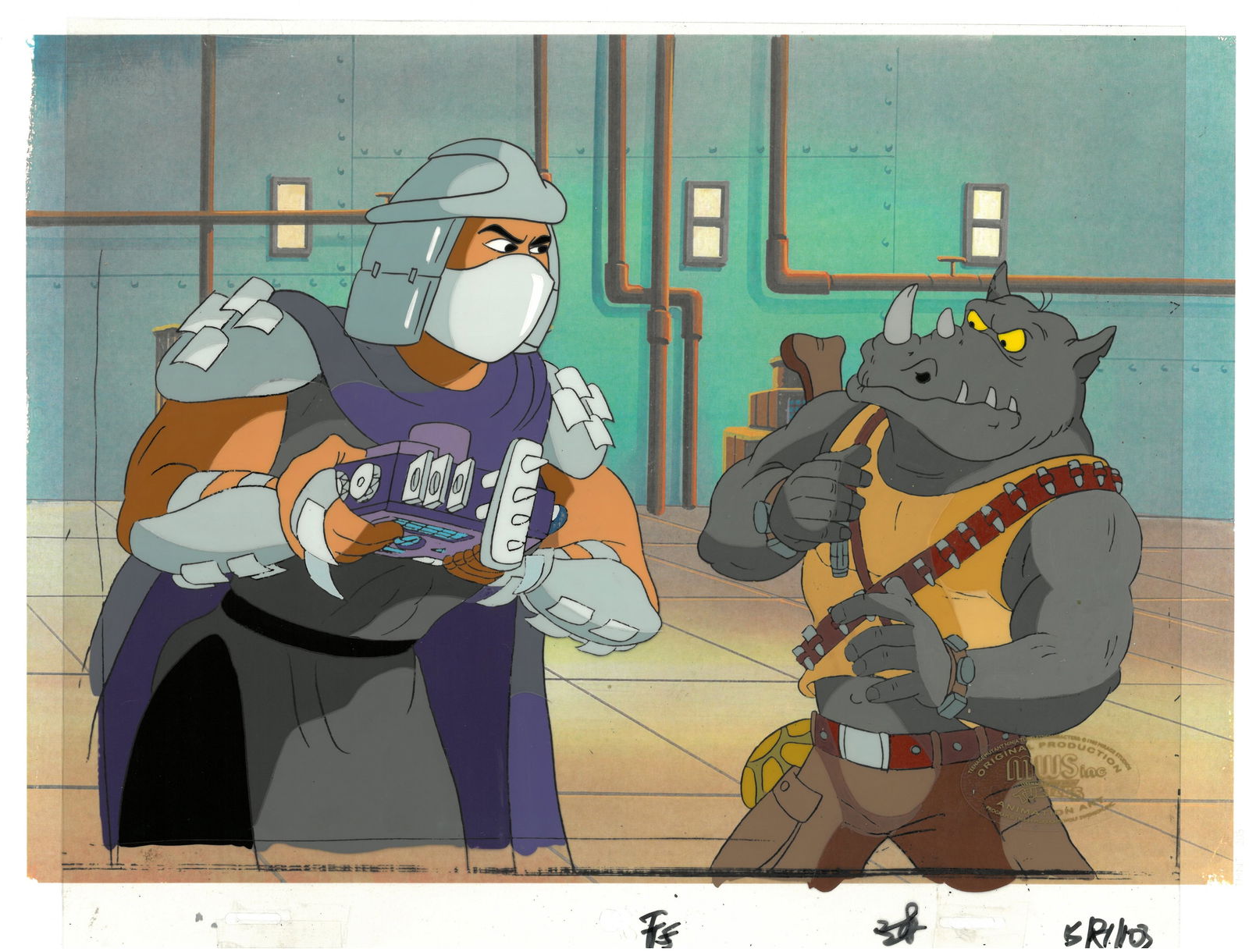 Shredder & Rocksteady of (TMNT) Turtles-Original  Production Cel (1 of 1)
