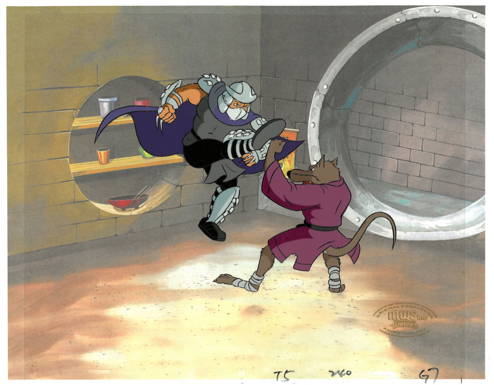 Shredder & Splinter of (TMNT) Turtles- Original Production Cel with MWS Seal (1 of 1)