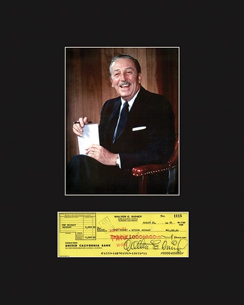 Walt Disney with Reproduction Check Matted (1 of 1)
