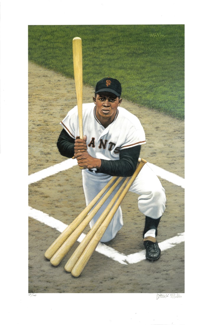 Willie Mays -Arthur K. Miller signed Fine Art LE Lithograph (1 of 1)