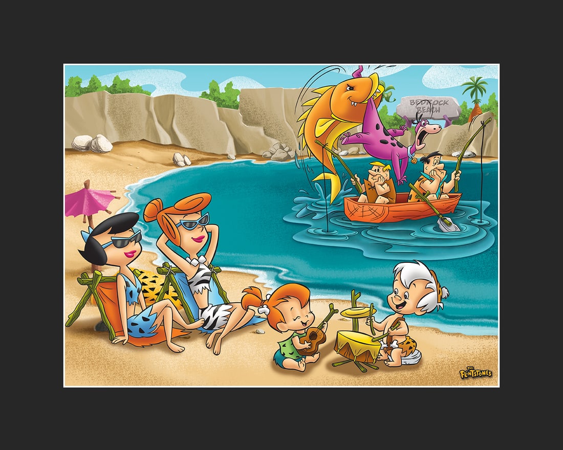 Flintstones - "A Day at the Beach" Fine Art L.E. Giclee: A Fine Art limited edition giclee entitled “ A Day at the Beach .” The Flintstones, originally produced in 1962 by Hanna-Barbera Productions, was the first program on ABC prime-time to be broa
