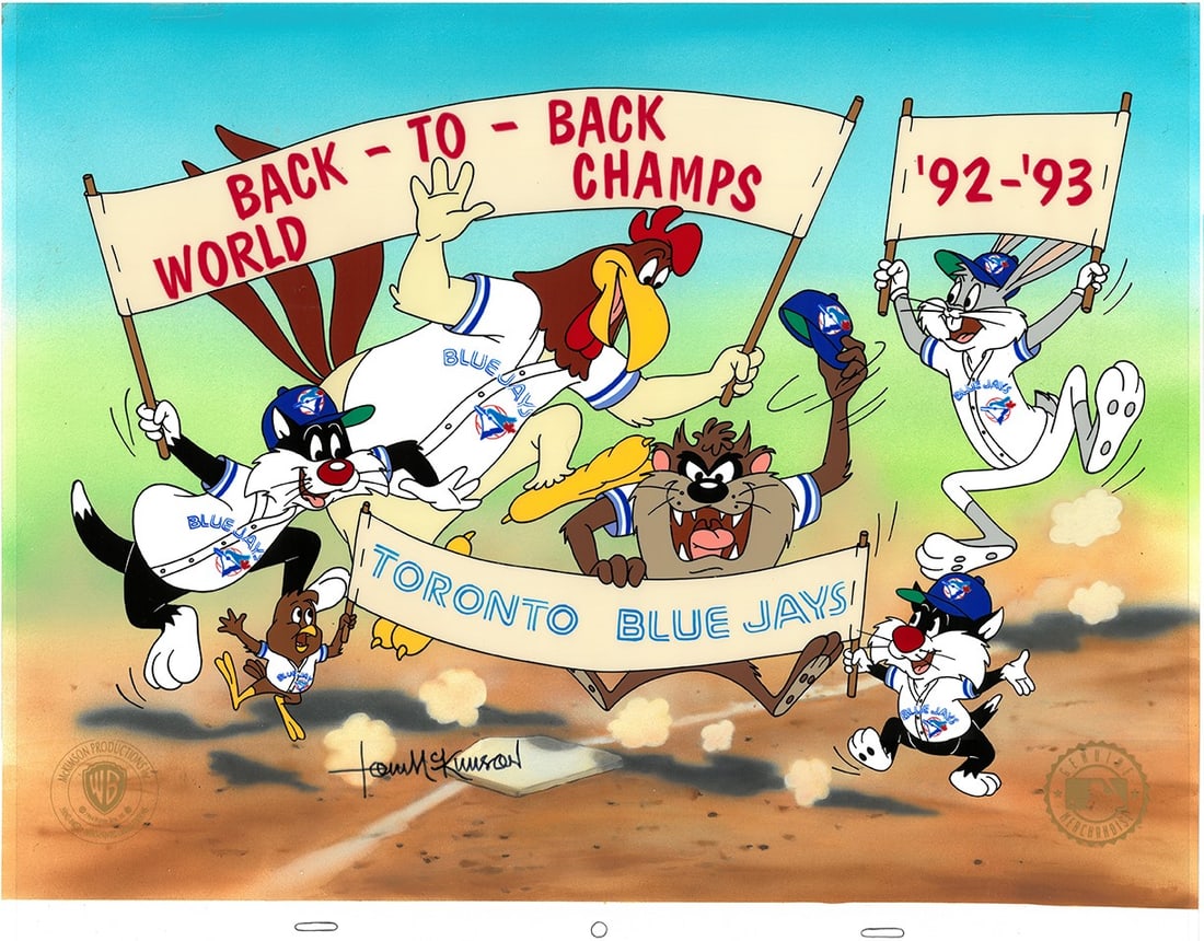 Toronto Blue Jays - Looney Tunes -Signed Original Hand-Painted Cel & HP Master Background (1 of 1)
