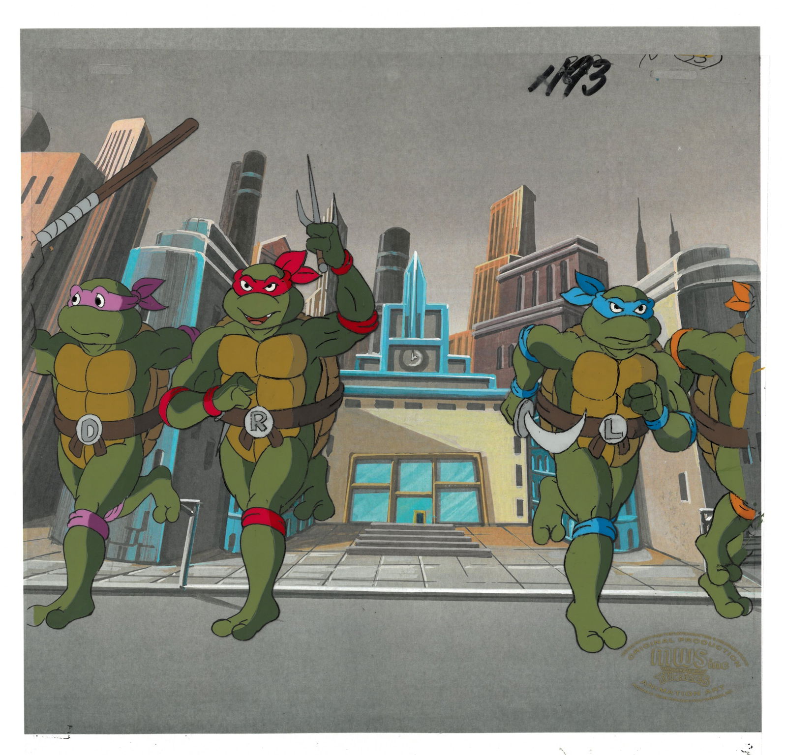 Raphael & Leonardo of (TMNT) Turtles, Original Production Cel/Drawing with MWS Seal (1 of 1)