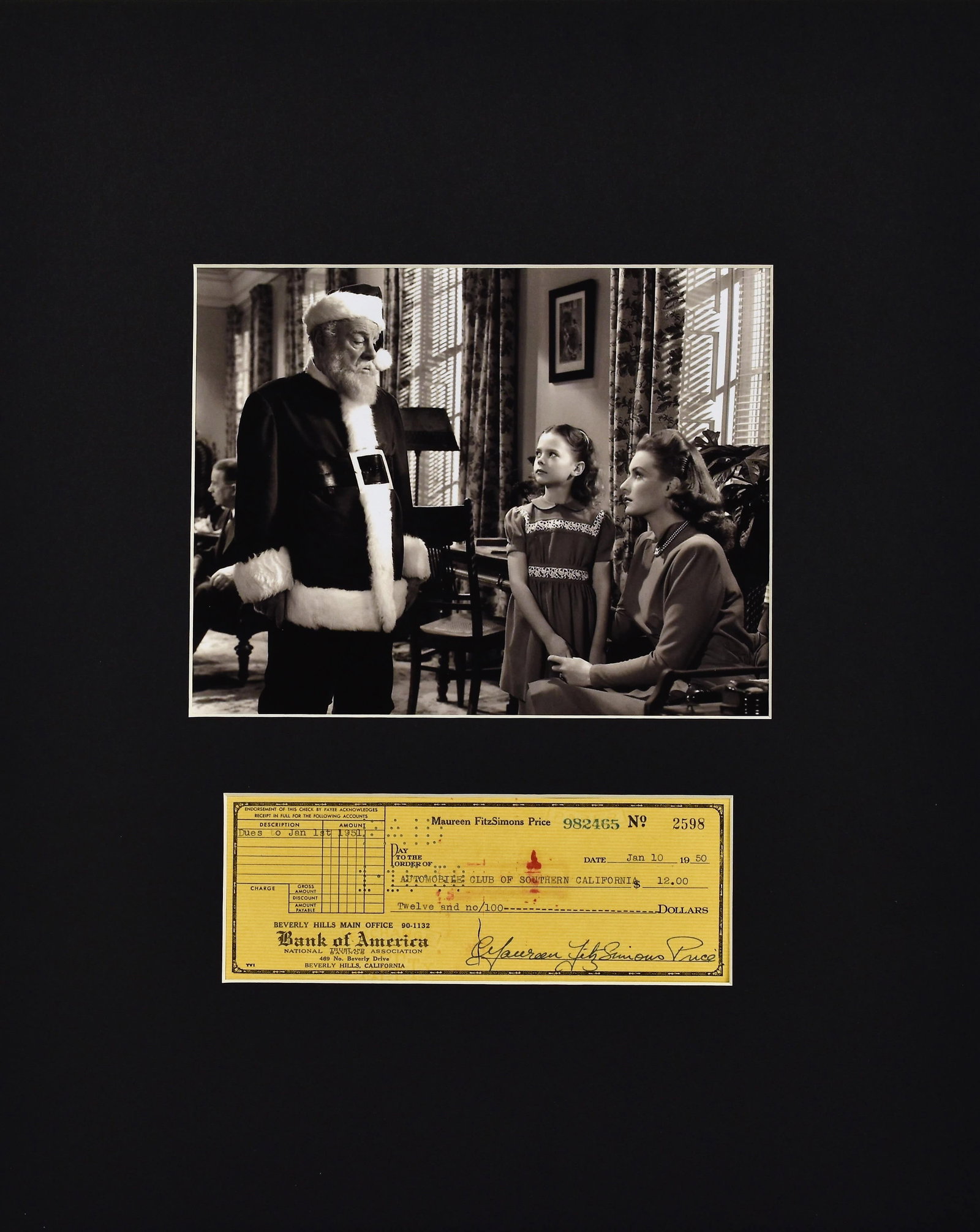 Original 1951 Maureen O'Hara Check/Photo-Miracle 34-Matted (1 of 4)