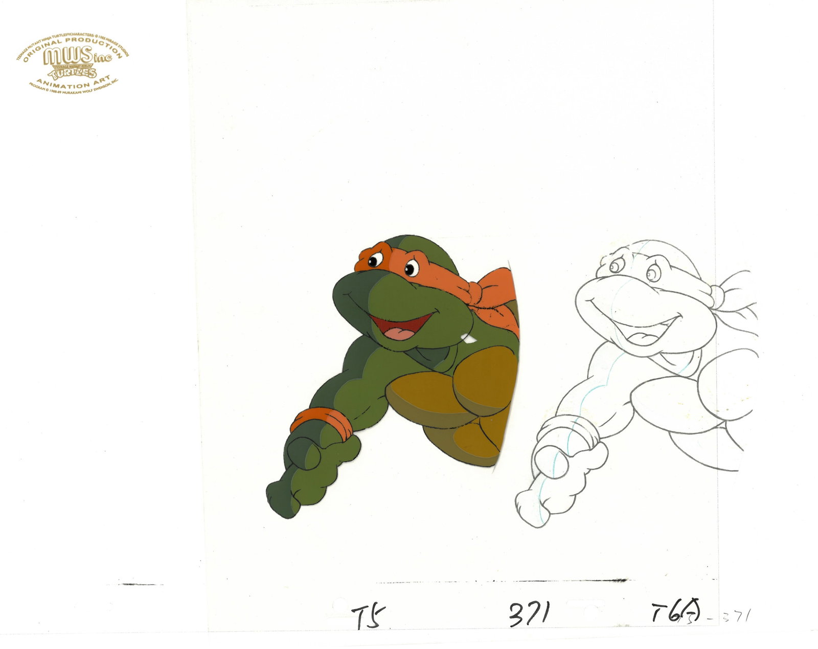 TMNT -Michelangelo Original Production Cel/Drawing with Official MWS Seal (1 of 1)
