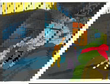 Raphael, April and Shredder -of (TMNT) Turtles- Original Production Cel- MWS Seal