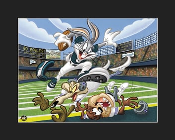 Philadelphia Eagles and Bugs Bunny -Warner Bros. Lithograph- Matted