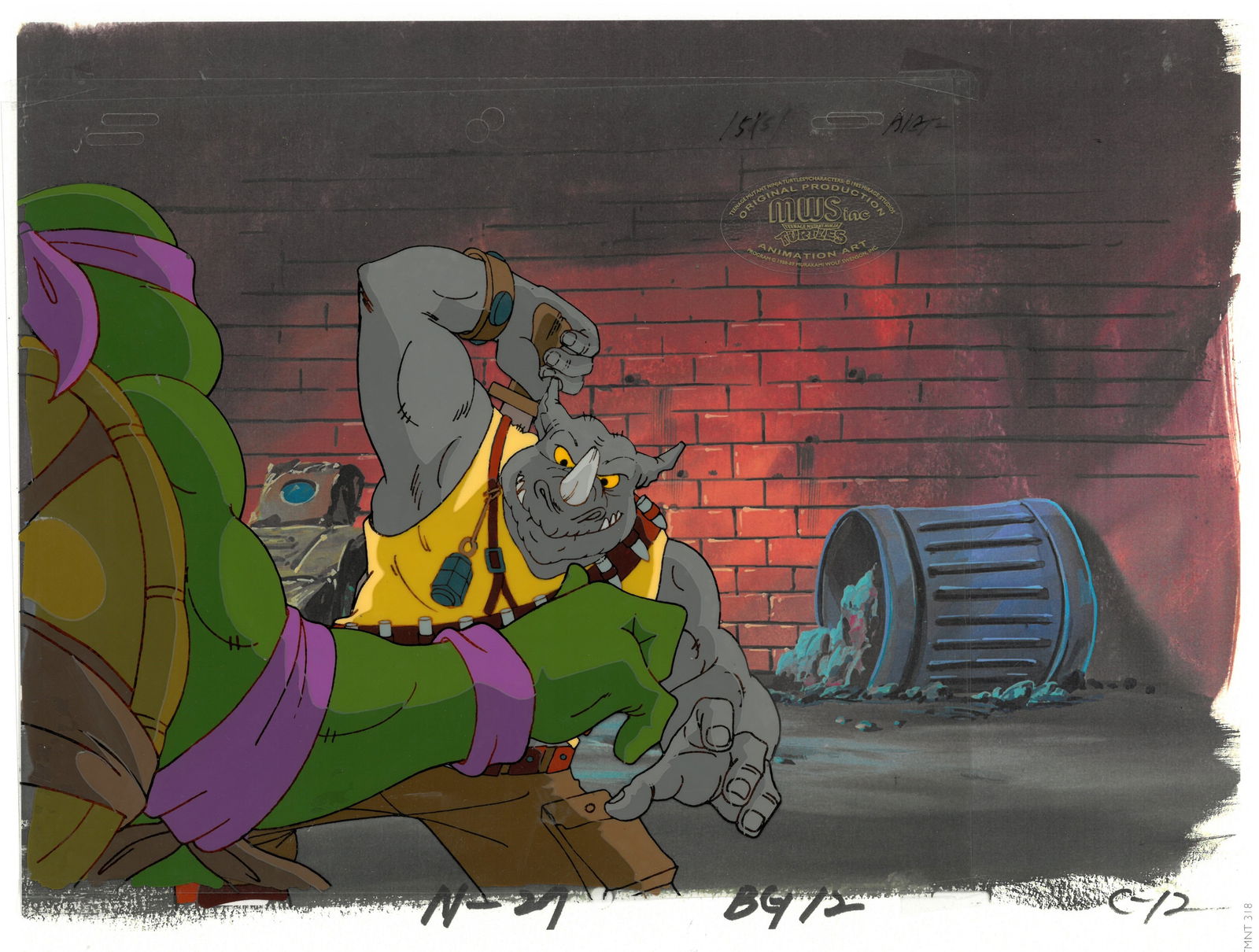 Rocksteady & Donatello (TMNT) Turtles- Original Multi-Cel Production Set-Up with Official MWS Seal (1 of 1)
