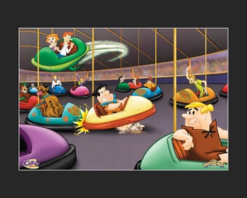 Bumper Cars -Scooby-Doo, Jetsons and the Flintstones -L.E. Lithograph