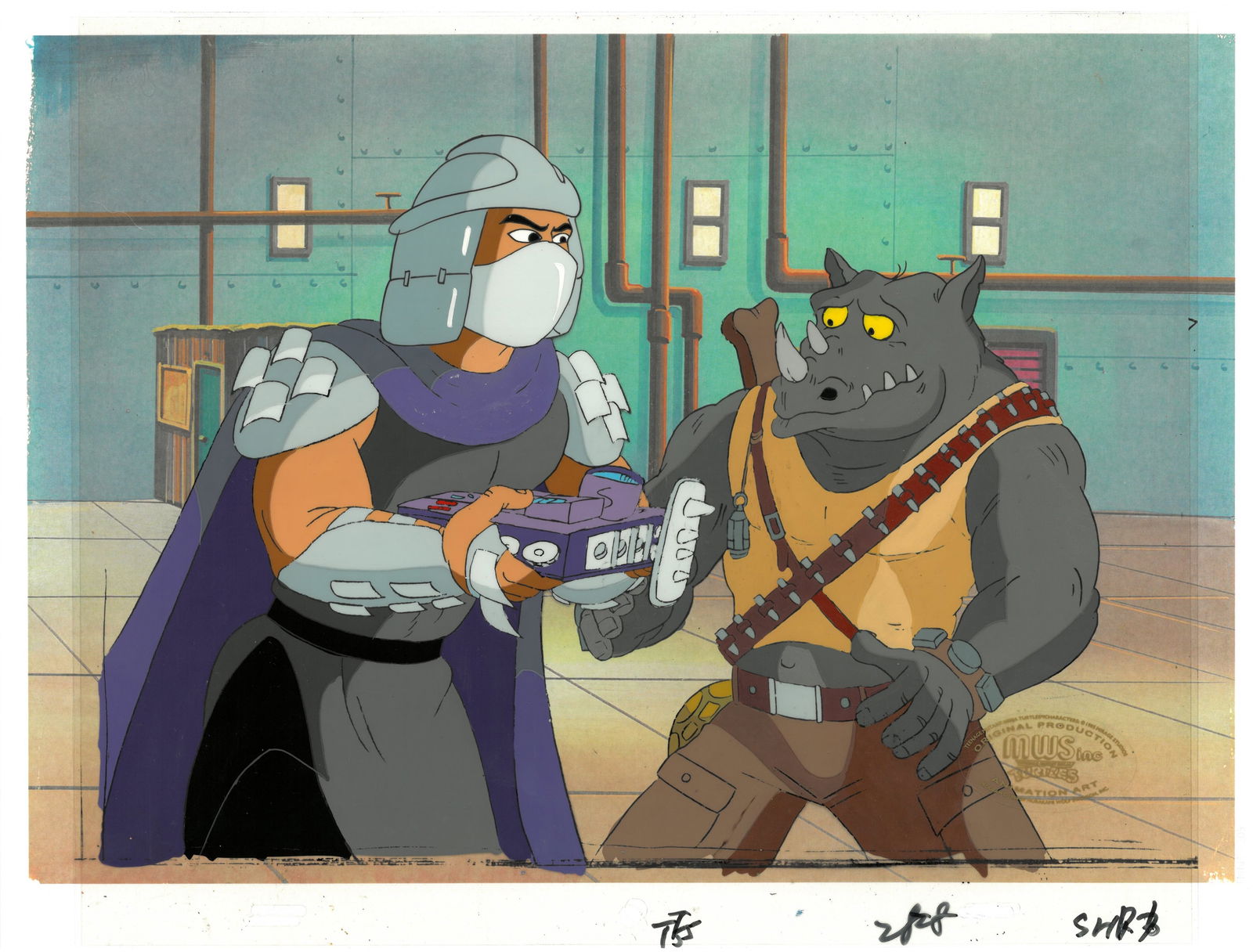 Rocksteady & Shredder of (TMNT) Turtles- Original Multi-Cel Production Setup with Official MWS Seal (1 of 1)