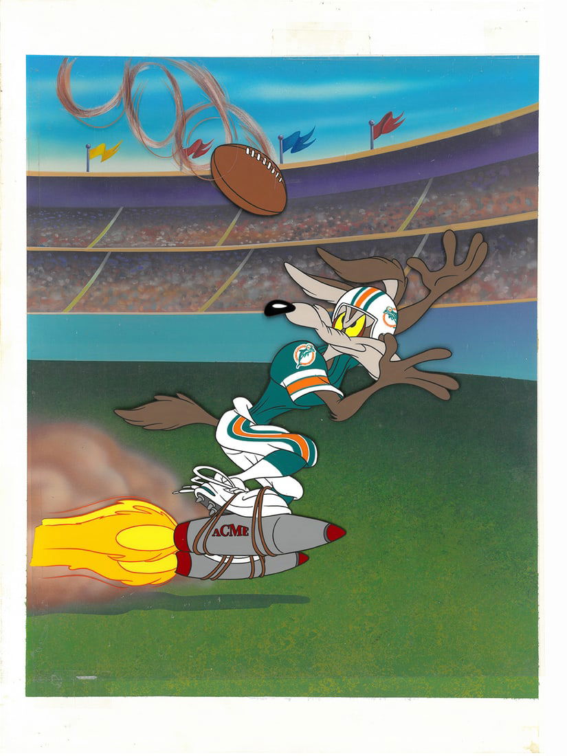 Wile E Coyote - Miami Dolphins - Prototype Cel with Master Hand-Painted Background (1 of 1)