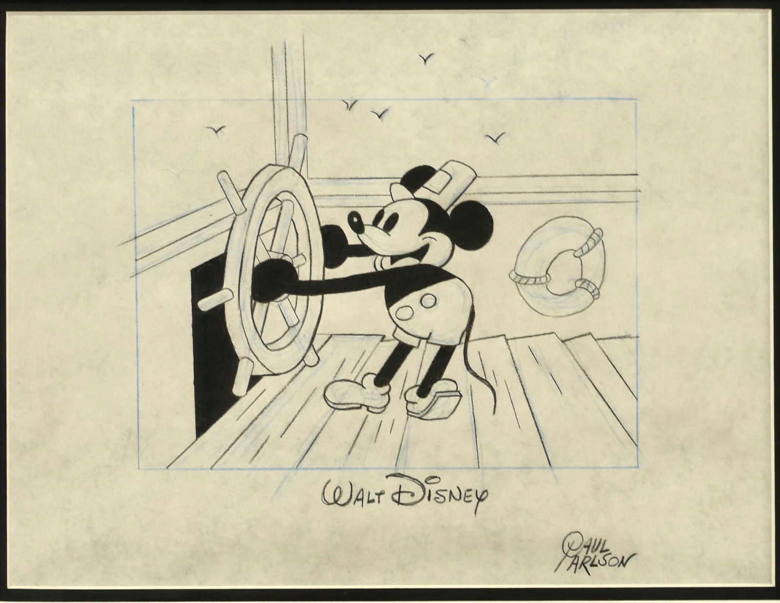 Mickey Mouse - Steam Boat Willie- Walt Disney - Signed  Animator's Drawing-Paul Carlson (1 of 1)