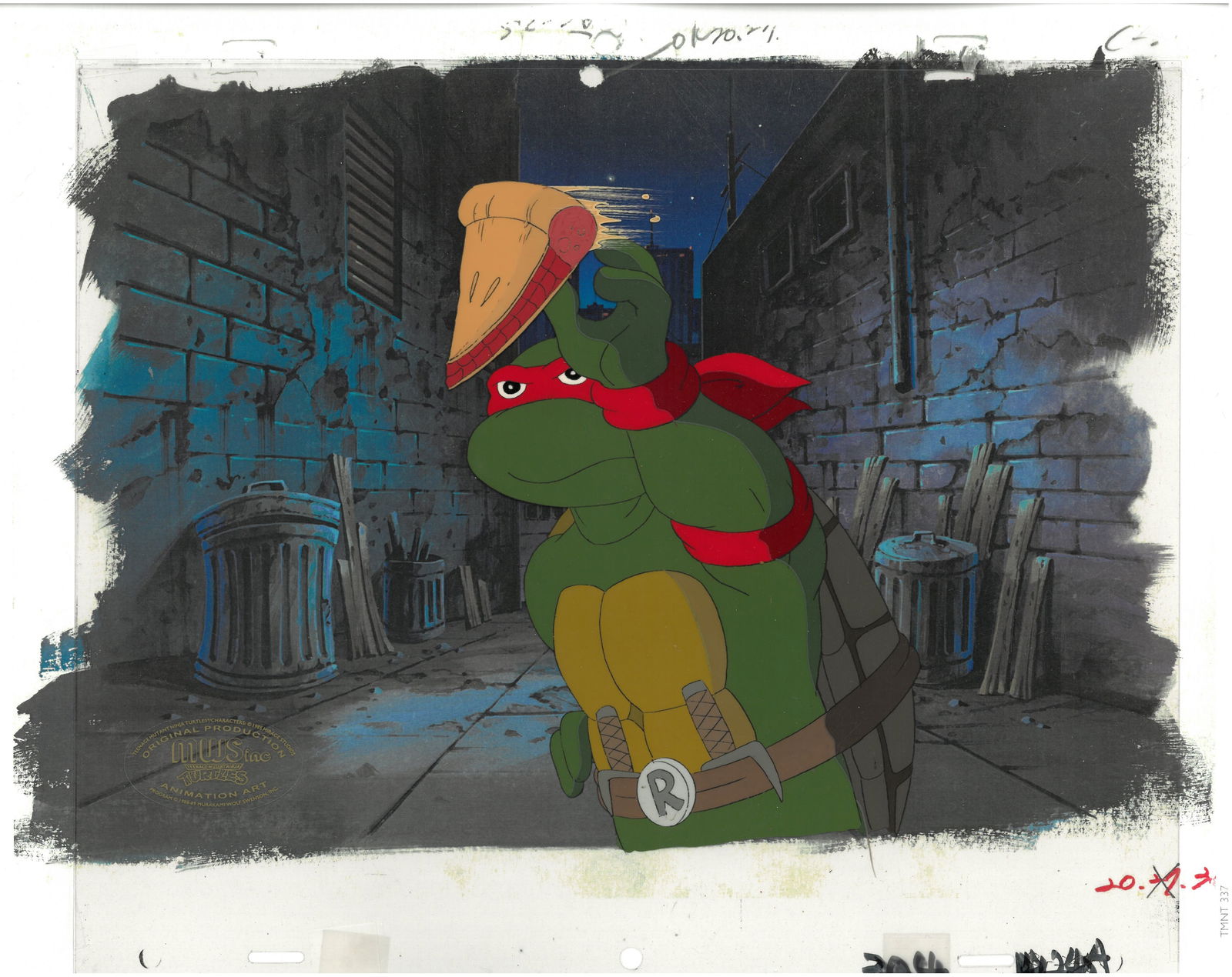 Raphael of (TMNT) Turtles- Original Multi-Cel Production Set-Up with Drawings & MWS Seal (1 of 3)