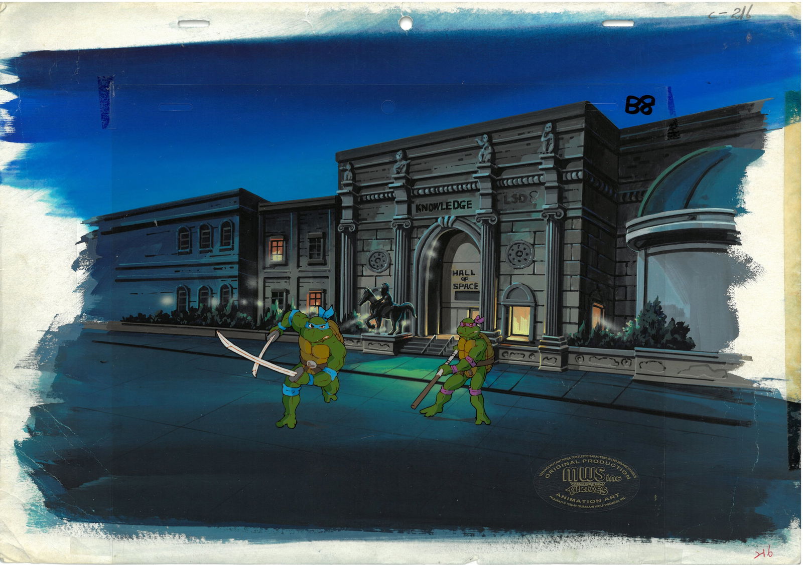Leonardo & Donatello of (TMNT) Turtles- Original Production Cel -MASTER Hand-Painted Background with (1 of 1)