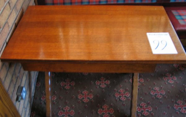 TABLE AND CHAIRS: Four seater solid wooden dining table 1.2m x 650mm