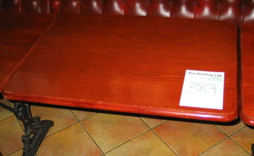 TABLE AND CHAIRS: Mahogany solid top dining table extension leaf 900mm x 680mm