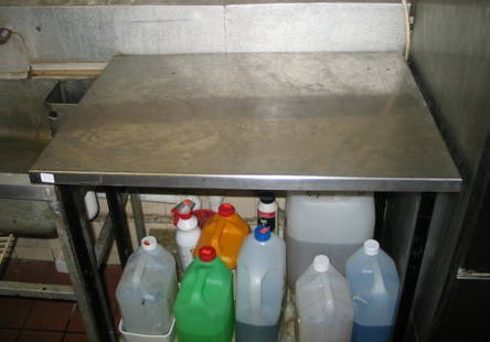 Stainless steel top table with up- stand 770mm x 58: Stainless steel top table with up- stand 770mm x 580mm x 940mm tall